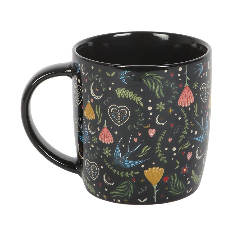 Something Different - Black Midnight Bloom Print Mug - Multicolours